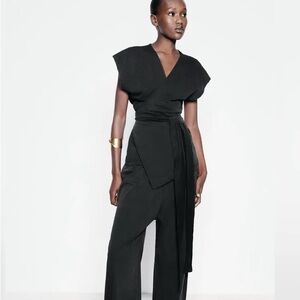 Black Asymmetrical Wrap Top